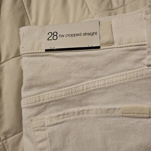 Nwt 7 For All Mankind White Cropped Straight Jeans Size 28